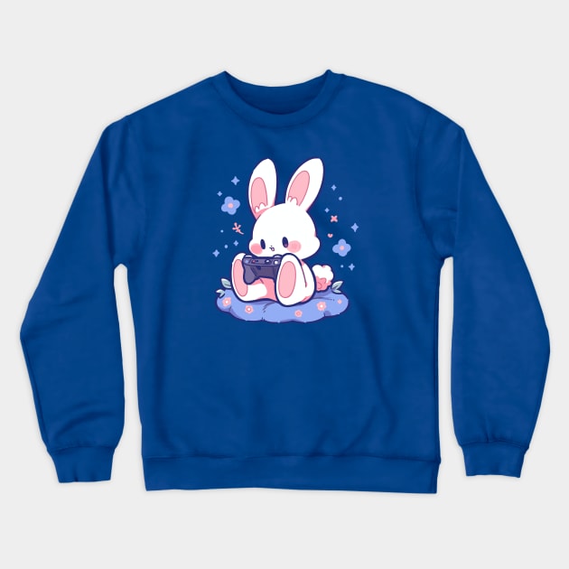 A tiny rabbit playing video games Crewneck Sweatshirt by etherElric